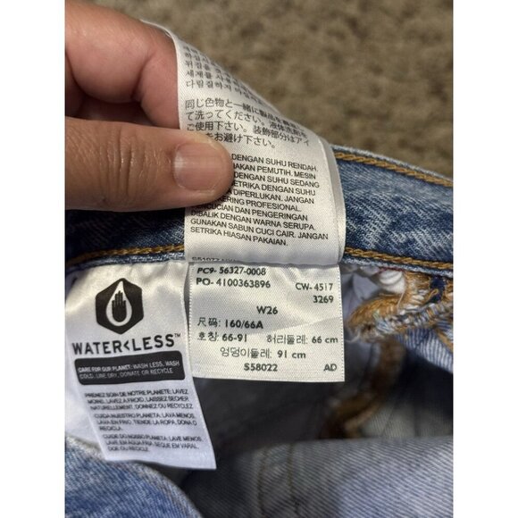 LEVIS Premium 501 Sport Tape Hi-Rise Cutoff Button Fly Denim Blue Jean Short W26 - Picture 5 of 9